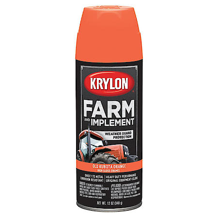 Farm & Implement Spray Paint: Old Kubota Orange, Aerosol, Direct to Metal, 12 Oz