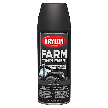 Farm & Implement Spray Paint: Low Gloss Black, Aerosol, Direct to Metal, 12 Oz