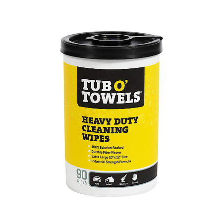Heavy Duty Cleaning Wipes: 10" x 12", Multi Surface, 90 Wipes