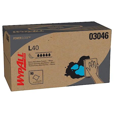 WypAll« L40 Disposable Cleaning and Drying Towels (03046), Limited Use Towels, White