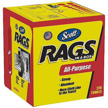 Multi-Purpose Rags in a Box: 9.75" x 12.35" Sheets, 200 Sheets a Box, 1 Pack