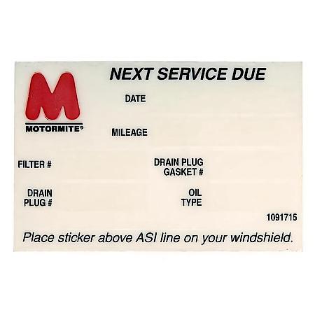 Oil Change Sticker - Window