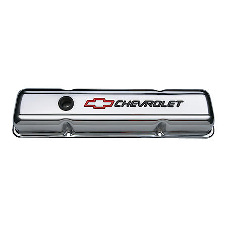 Chrme Valve Cvers: Chevrlet 262-400 '59-'86, Shrt, Steel, Set f Tw