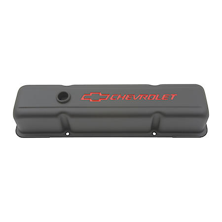 Black Crinkle Valve Covers: Chevrolet 262-400 '59-'86, Tall, Steel, Set Of Two