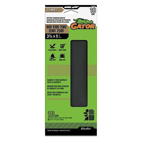 3-2/3" x 9" Clamp-On Waterproof 1/3 Sanding Sheets, Assorted Grit, 10 Pack