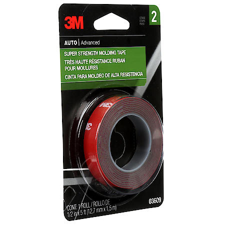 Super Strength Molding Tape: Ideal for Vehicle Body Side Moldings (1/2" x 5 ft)