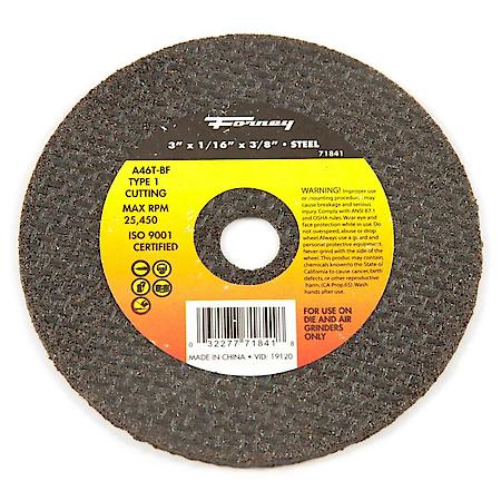 Cut-Off Wheel, Metal, Type 1, 3 Inch x 1/16 Inch x 3/8 Inch