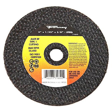 Cut-Off Wheel, Metal, Type 1, 3 inch x 1/32 inch x 3/8 inch
