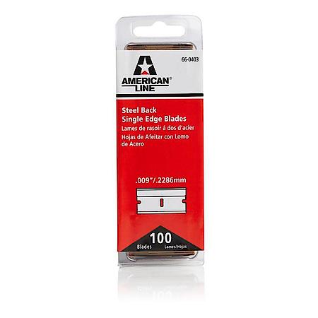 American Line Single Edge Razor Blades - 100-Pack - 0.009" Heavy Duty High Carbon Steel
