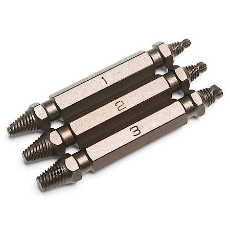 Damaged Screw Extractor Set: 3-Piece, Sizes 4-14