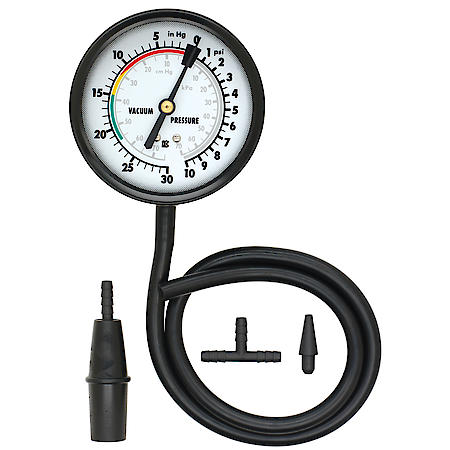 Carburetor Fuel Pressure & Vaccum Tester: Multiple Adapters, Large 3.5 Inch Dial Face, Vacuum & Pressure