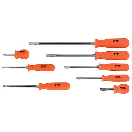 8 Piece Orange Phillips and Slotted Screwdriver Set