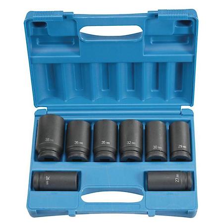 8 Piece 3/4" Drive 6 Point Deep Metric Impact Socket Set