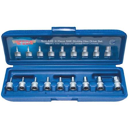 9 Piece 1/4" Drive SAE 3/32" - 3/8" Stubby Hex Bit Set