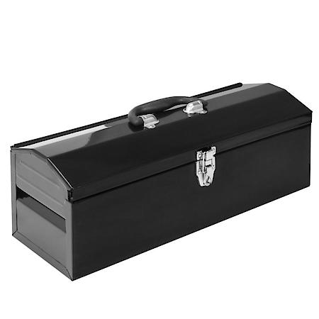 ATB101B 19" Hip Roof Style Portable Steel Tool Box, Metal Latch Closure, Removable Tray, Black