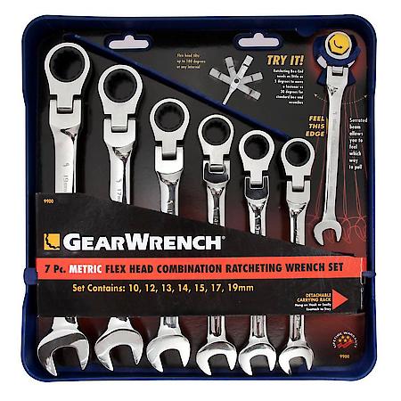 12-Point Metric Flex Head Ratcheting Combination Wrench Set (7-Piece)