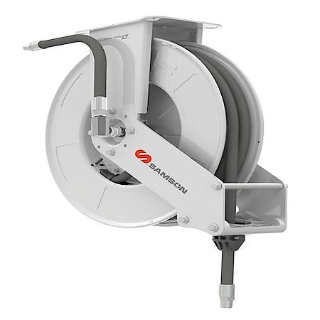 Heavy Duty Double Pedestal Arm Hose Reel - 50' x 3/8" - 300 PSI Rating - 3/8" NPT Outlet Thread