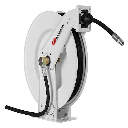 Heavy Duty Double Pedestal Arm Hose Reel - 50' x 1/4" - 500 PSI Rating - 1/4" NPT Outlet Thread