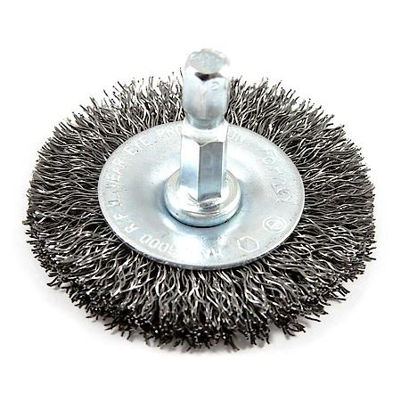Crimped Wire Wheel, 2 Inch x .012 Inch x 1/4 Inch Hex Shank