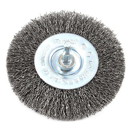 Crimped Wire Wheel, 4 Inch x .012 Inch x 1/4 Inch Hex Shank