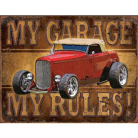 My Garage My Rules - ROD, Tin Sign - 16" W x 12.5" H