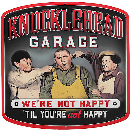 Knucklehead Garage Three Stooges Metal Sign