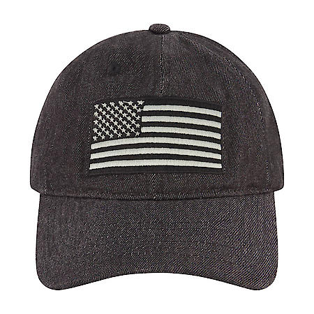 Black American Flag Baseball Hat: Snap Back Adjustable, Curved Brim, Cotton/Poly Blend