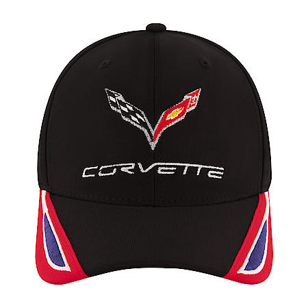 Corvette Baseball Hat: Elastic Fitted, Curved Brim, Cotton/Poly Blend