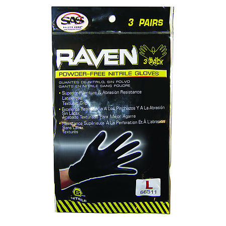 Powder-Free Nitrile Displosable Gloves, Pack of 3