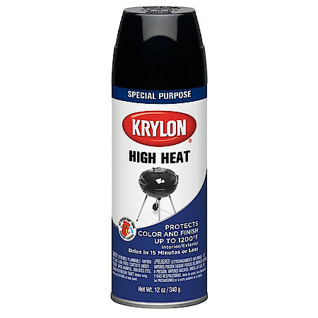High Heat Spray Paint: Black, Aerosol, Safeguards Against Rust, Heat Guard Protection, 12 Oz