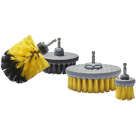 Professional Speed-Brush Drill Set: Floor Mat, Carpet, Tire & Wheel Drill Powered Cleaner Set, 4 PC