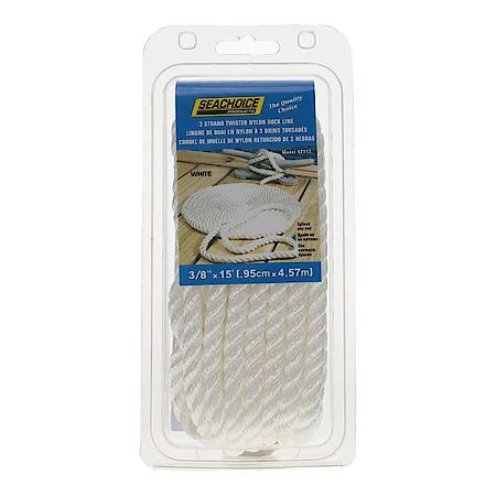 42511 Dock Rope for Boating. Twisted Nylon Dock Line,3/8 Inch x 15 Feet, White