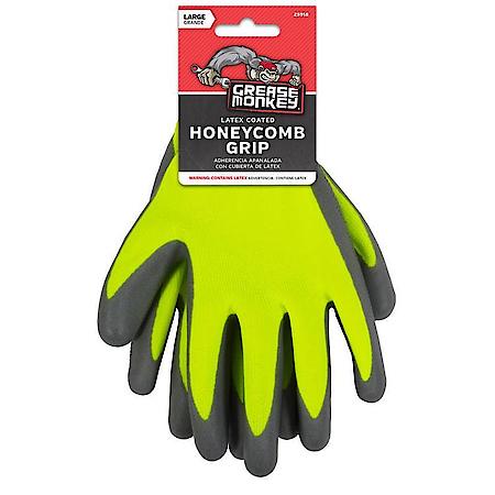 HiViz Green Honeycomb Grip Work Gloves - Large