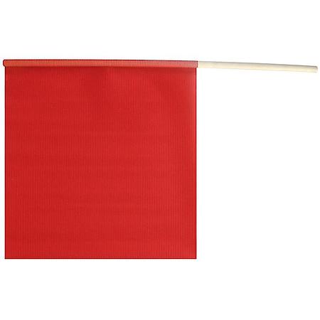 Fluorescent Red Heavy-Duty Mesh Safety Flag with Wooden Dowel, 18" x 18"