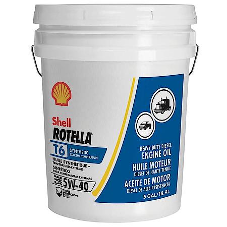 Rotella® T6 5W-40 Full Synthetic Heavy Duty Diesel Engine Oil, 5 Gallon
