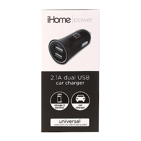 Dual USB-A Car Charger with 2.1A Output for iPhone and Type-C Devices