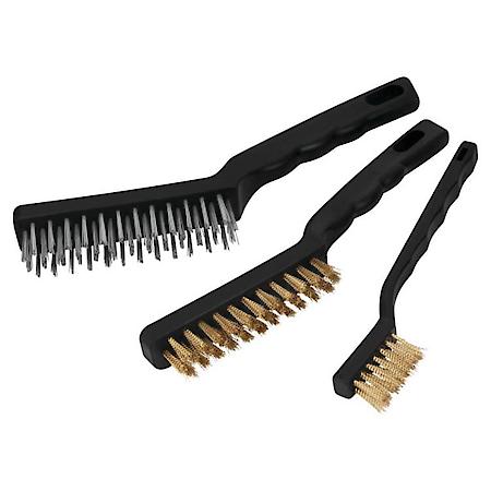 3 Pc Wire Brush Set - Useful for Many Utility Cleaning. Small & Medium Brushes With Brass Bristles