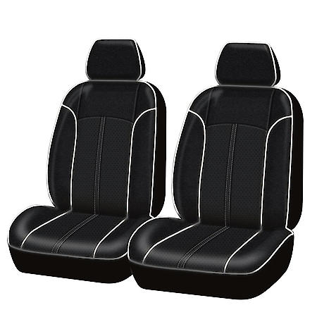Seat Cover & Floor Mat: Black, Faux Leather, Low Back, Universal, 4 Pk