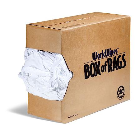 WorkWipes Super Absorbent Rags - New White T-Shirt in Box, 25 lb/box