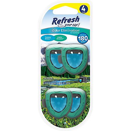 Mini Diffuser Air Freshener: Alpine Meadow/Summer Breeze Scent, 4 Pack