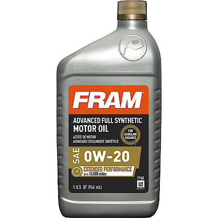 0W-20 Full Synthetic Motor Oil, Helps Extend Motor Life, 1 Quart