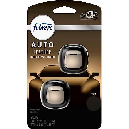 Car Vent Clip Air Freshener, Leather Scent, 2 Pack